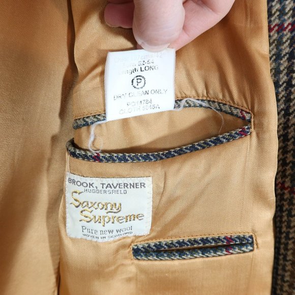 Vintage BROOK TAVERNER 42L Saxony Supreme Wool Houndstooth Blazer Sport Coat - Picture 10 of 11